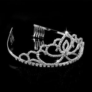 SILVER Pageant Bridal Tiara Rhinestone Headpiece