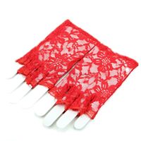 Lace Finger-less Wrist Gloves - RED