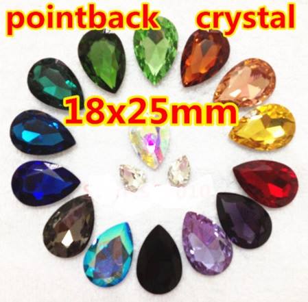 Glass Crystal Pear/Tear Drop Point Back Rhinestones - 18x25mm - 3pk