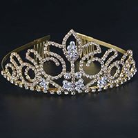 GOLD Rhinestone Crown Tiara (Gold)