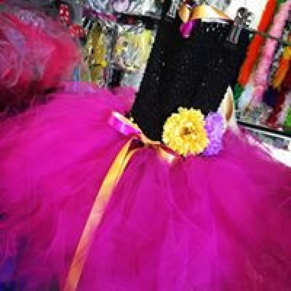 CUSTOM MADE Child Tutu Dress – Pretty Pink and Black Tutu Dress. SIZE: 3-6yrs