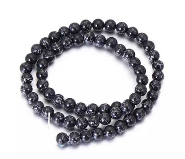 LOOSE Stone Beads - 10mm Natural Turquoise - Black LOOSE Stone Beads 20pc