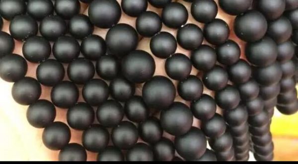 BRACELET - 12mm Black Dull Polish Matte Onyx Agata Round natural stone Beads