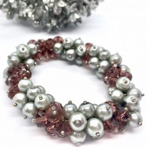 Bracelet - Silver + Brown Bead Bracelet