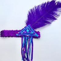 Flapper Sequin/Feather Headband – PURPLE/AQUA