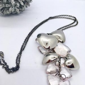Necklace - Silver/Lt Pink Heart neckalce