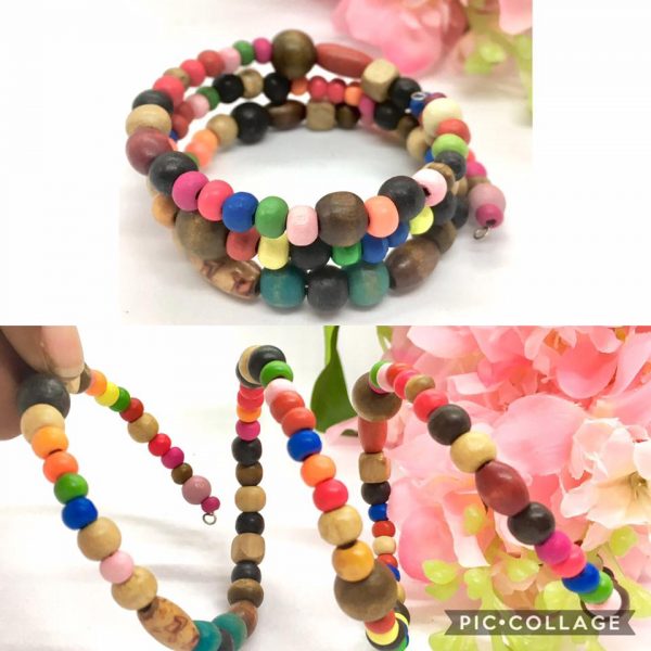Bracelet - Multi Color Wooden Bead coil bracelet
