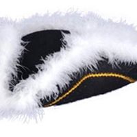 Pirate Hat – Deluxe Black Tricorn Feather Trim Hat