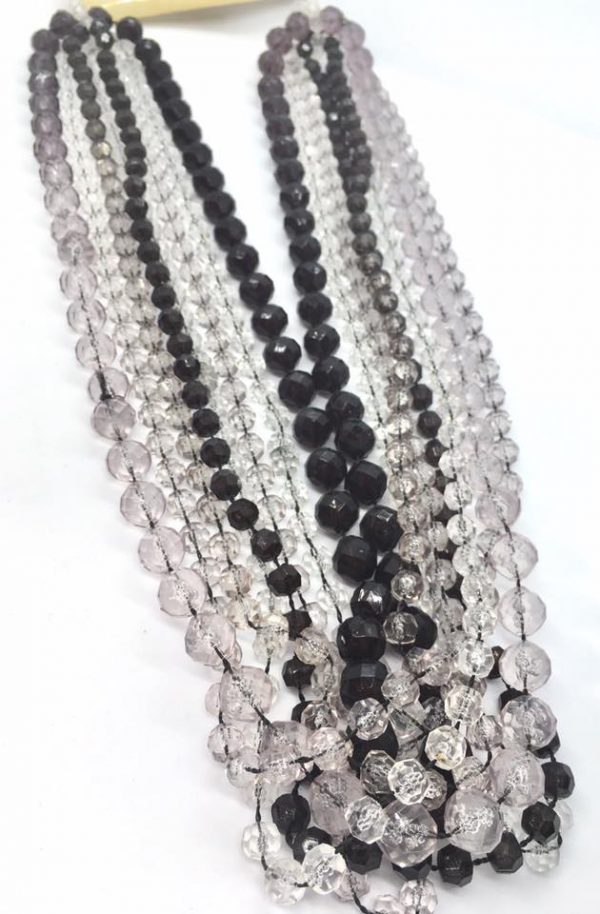 Necklace - Multi layer Black/Clear faceted beaded necklace