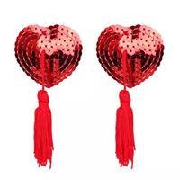 Sequin heart shape Nipple Cover Pastie - RED