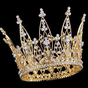 4" Height Gold Rhinestones Crystal Crown