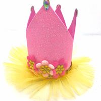 CUSTOM MADE Tutu Tiara -  LT PINK/GOLDEN YELLOW Toddler Glitter (SMALL)