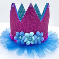CUSTOM MADE Tutu Tiara - AQUA/MAGENTA Toddler Medium Glitter (LARGE)