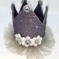CUSTOM MADE Tutu Tiara - PEWTER/SILVER Toddler  Glitter  (SMALLl)