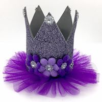 CUSTOM MADE Tutu Tiara - PEWTER/PURPLE Toddler Glitter Tutu Tiara (SMALL)