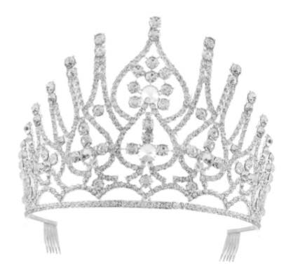 5 inch Height Silver Plated Crystal Rhinestone Queen Princess Bridal Headband Tiaras Crown