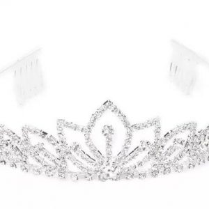 Silver Lotus Shape Rhinestone Tiara