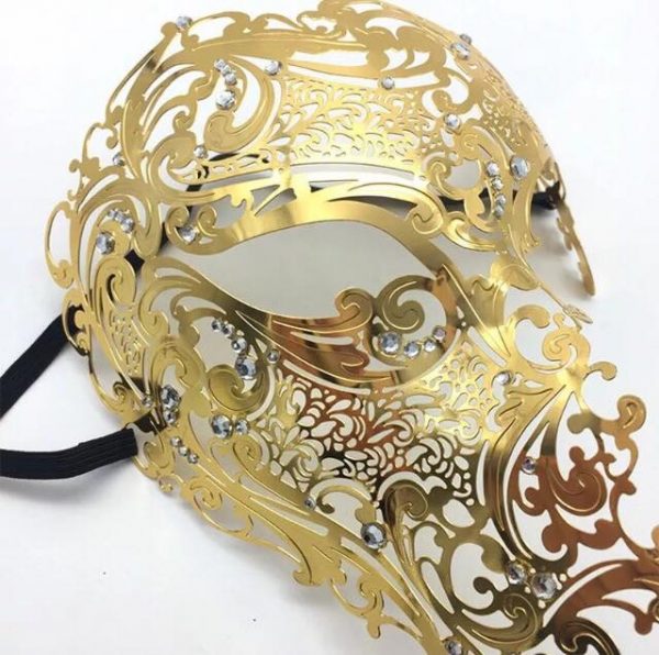 Venetian laser cut Masquerade  metal mask - Gold - Image 2