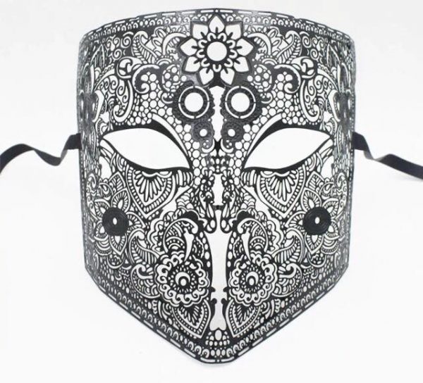 Full Face Bauta Phantom Cosplay Venetian Masquerade Mask - BLACK