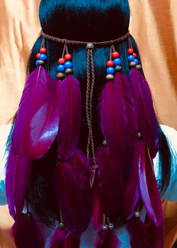 CUSTOM MADE Bohemian Feather Headband - Wine Red - Image 2