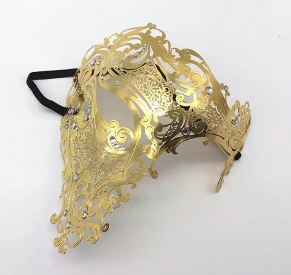 Venetian laser cut Masquerade  metal mask - Gold - Image 3