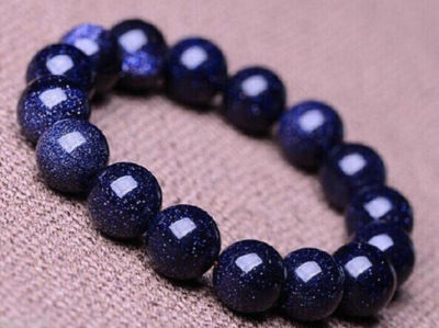 BRACELETS - 12MM BLUE SANDSTONE NATURAL STONE BEADS