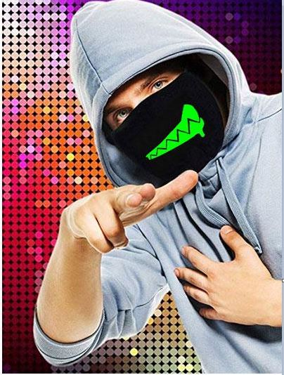 ANTI DUST   Cotton Blend Black Unisex Mouth Mask - GREEN GLOW GRIN - Image 2