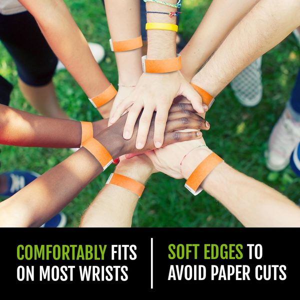 Neon Orange Tyvek Concert Wristbands - Pack of 50 - Image 3