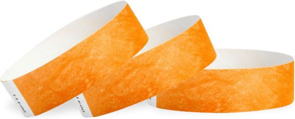 Neon Orange Tyvek Concert Wristbands - Pack of 50