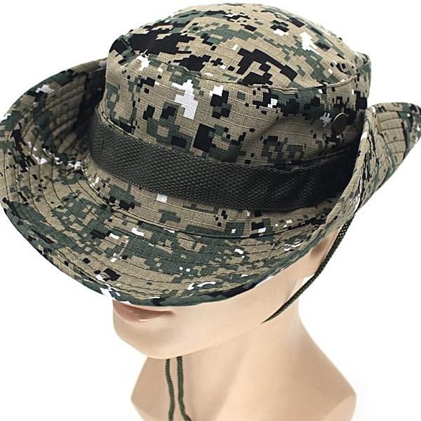 Army Wide Brim Military Boonie Bucket Cap Hat (Digital Grey / Tan Camo) 