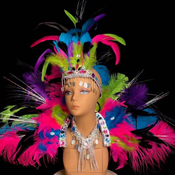 Gypsy Lust Carnival Feather and Rhinestone Shoulder piece + Choker set