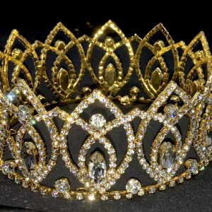 Gold plated crystal rhinestone round crown