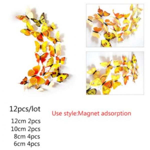Butterfly Magnet / Wall Sticker Decoration 3D Single layer – YELLOW