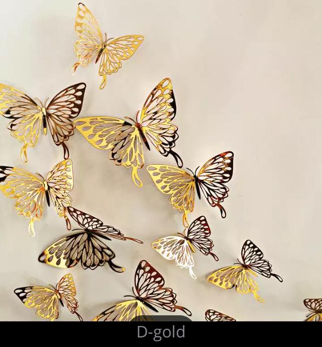 Butterfly Wall Sticker Decoration 3D Hollow GOLDEN Butterfly