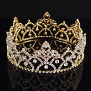 2 and a half Inch Height Gold and Silver Plated Crystal Rhinestone Crown
