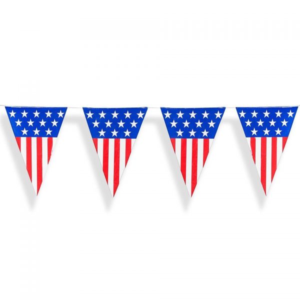 4th of July - 24 Foot Long American USA Flag Plastic Pennant Banner