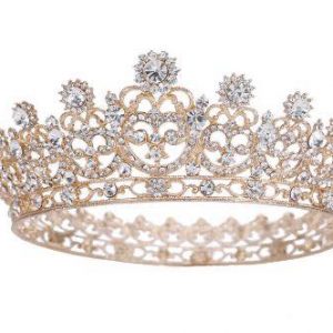 2” Rose Gold plated Clear round rhinestone Crystal crown