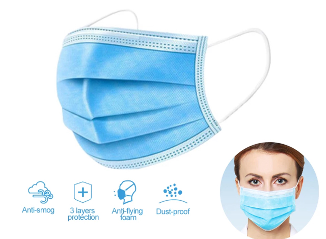 Medical Surgical 3 layer BLUE Disposable Breathable Non-woven Anti-Dust Face Mask