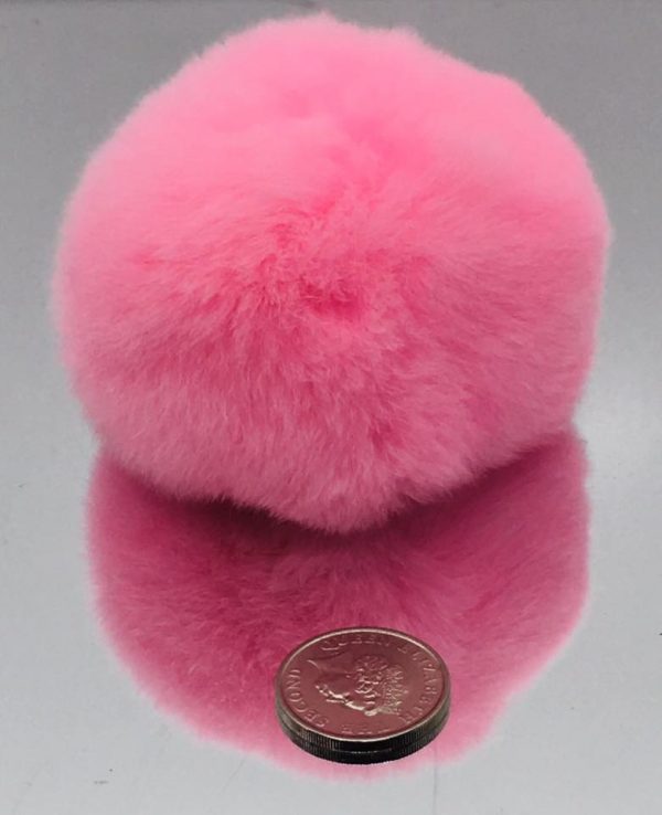 Bunny Tail - 3” PINK Rex Rabbit Fur Ball - Image 4