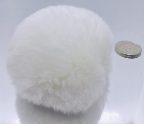 Bunny Tail – 3.15” WHITE Rex Rabbit Fur Ball