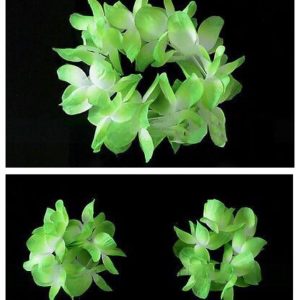 Hawaiian Head & Wrist Set - 3Pcs NEON GREEN-WHITE Hula Hawaiian Flower Set