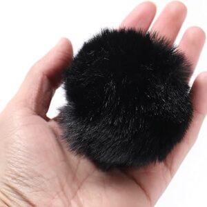 Bunny Tail - 3in BLACK Rabbit Fur Ball