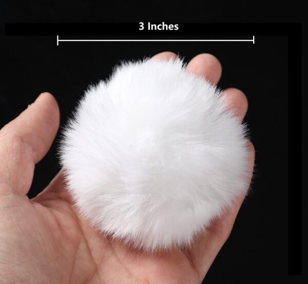 Bunny Tail – 3.15” WHITE Rex Rabbit Fur Ball - Image 3