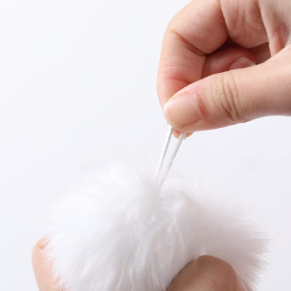 Bunny Tail – 3.15” WHITE Rex Rabbit Fur Ball - Image 2