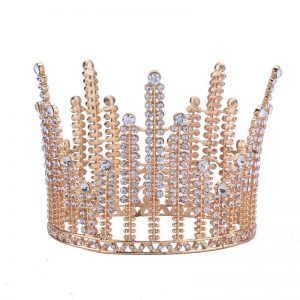4 Inch Height High Quality Clear Rhinestone Full Round Crown