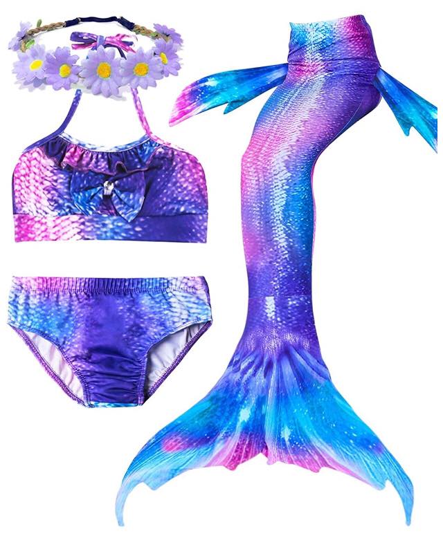Mermaid Costume Bathing suit for Girls - 4 Pcs Aurora Magic CHD SIZE: 3-4