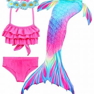 Mermaid Costume Bathing suit for Girls - 4 Pcs Aurora Ruffle CHD SIZE: 5/6