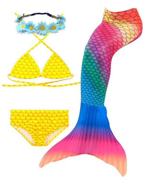 Mermaid Costume Bathing suit for Girls - 4Pcs Hawaii Mermaid