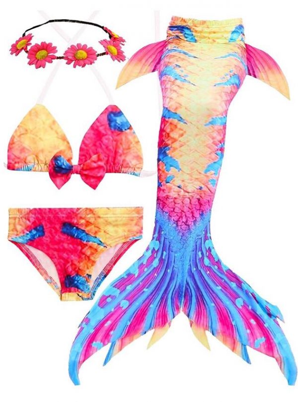 Mermaid Costume Bathing suit for Girls - 4Pcs Phoenix Fireworks CHD SIZE: 7