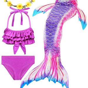 Mermaid Costume Bathing suit for Girls - 4pcs girls Tropical Mermaid